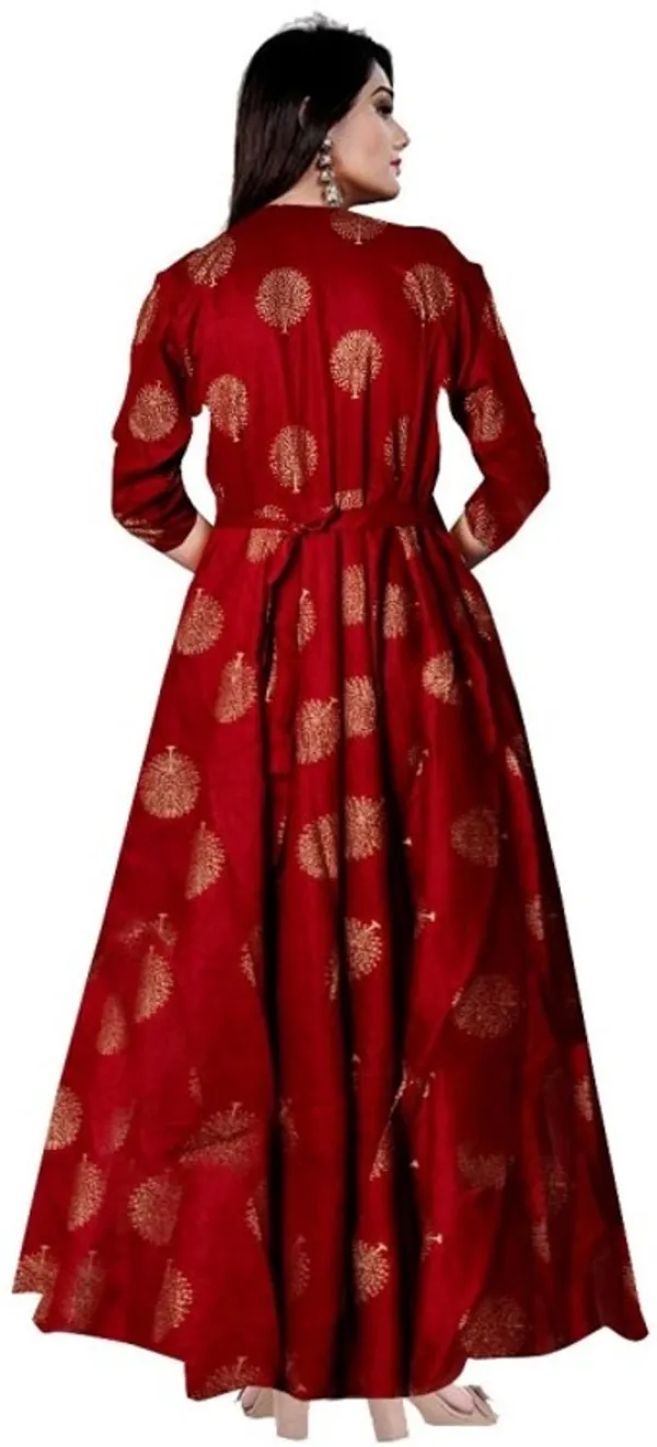 Maroon_Rayon_Blend_Printed_Full_Length_Gown_For_Women
