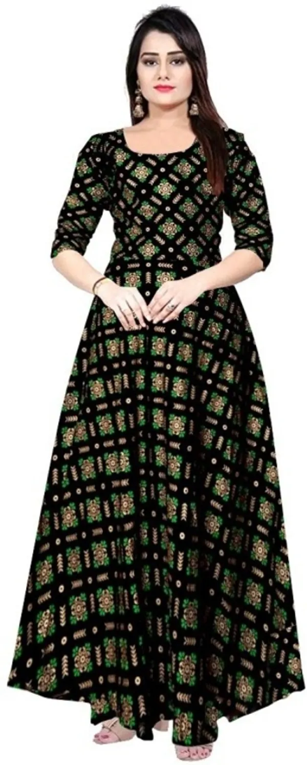 Green_Rayon_Blend_Printed_Full_Length_Gown_For_Women