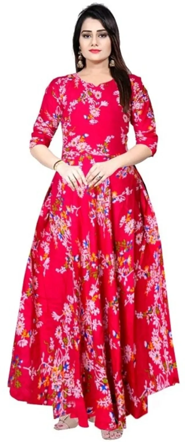 Red_Rayon_Blend_Printed_Full_Length_Gown_For_Women