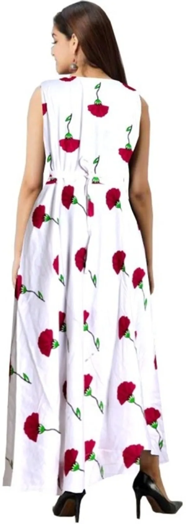 White_Rayon_Blend_Printed_Full_Length_Gown_For_Women