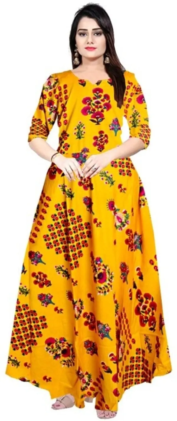 Yellow_Rayon_Blend_Printed_Full_Length_Gown_For_Women