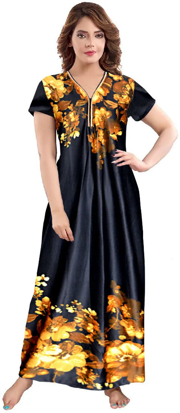 Blue_Satin_Floral_Long_Nighty_For_Women
