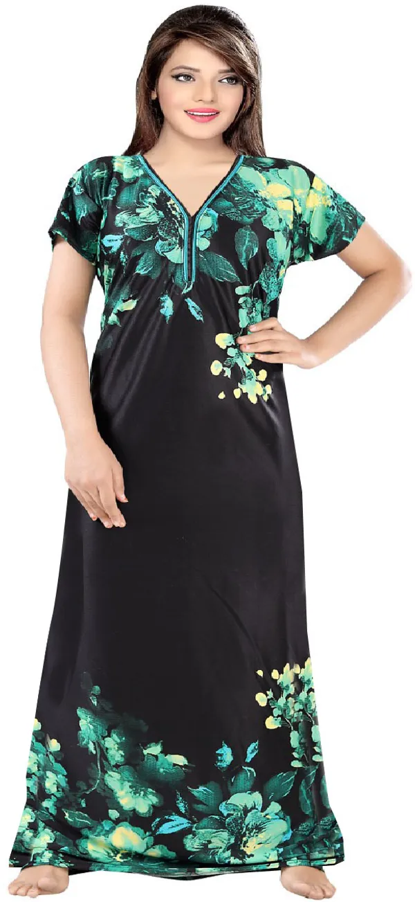 Green_Satin_Polka_Floral_Long_Nighty_For_Women