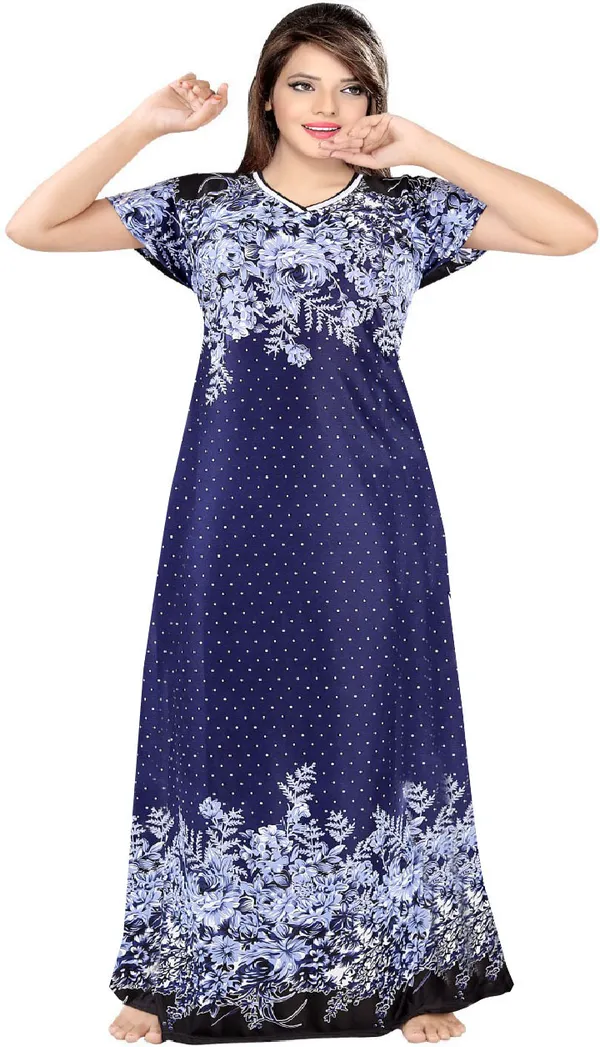 Dark_Blue_Satin_Floral_Long_Nighty_For_Women