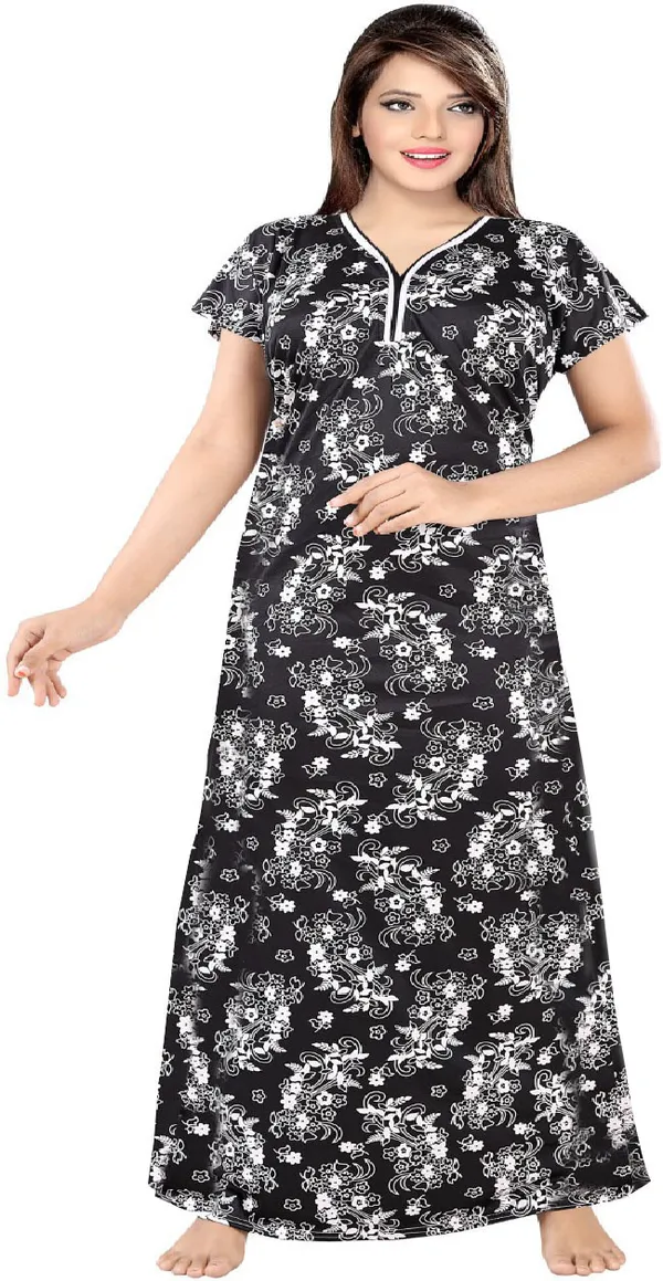 Black_Satin_Floral_Long_Nighty_For_Women