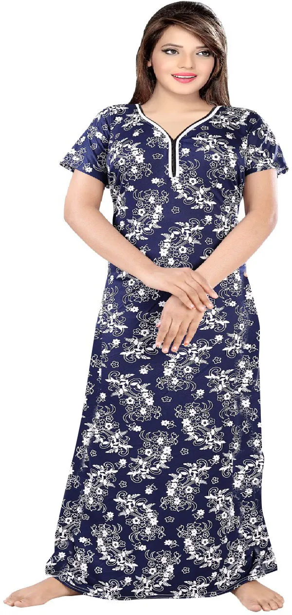 Blue_Satin_Floral_Long_Nighty_For_Women