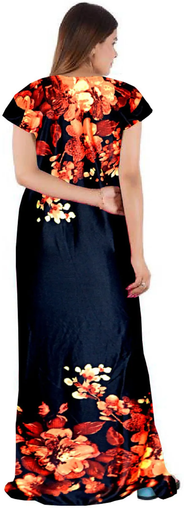 Maroon_Satin_Floral_Long_Nighty_For_Women