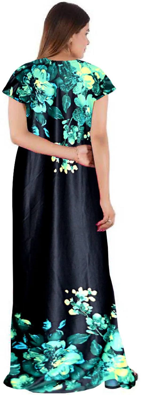 Blue_Satin_Floral_Long_Nighty_For_Women