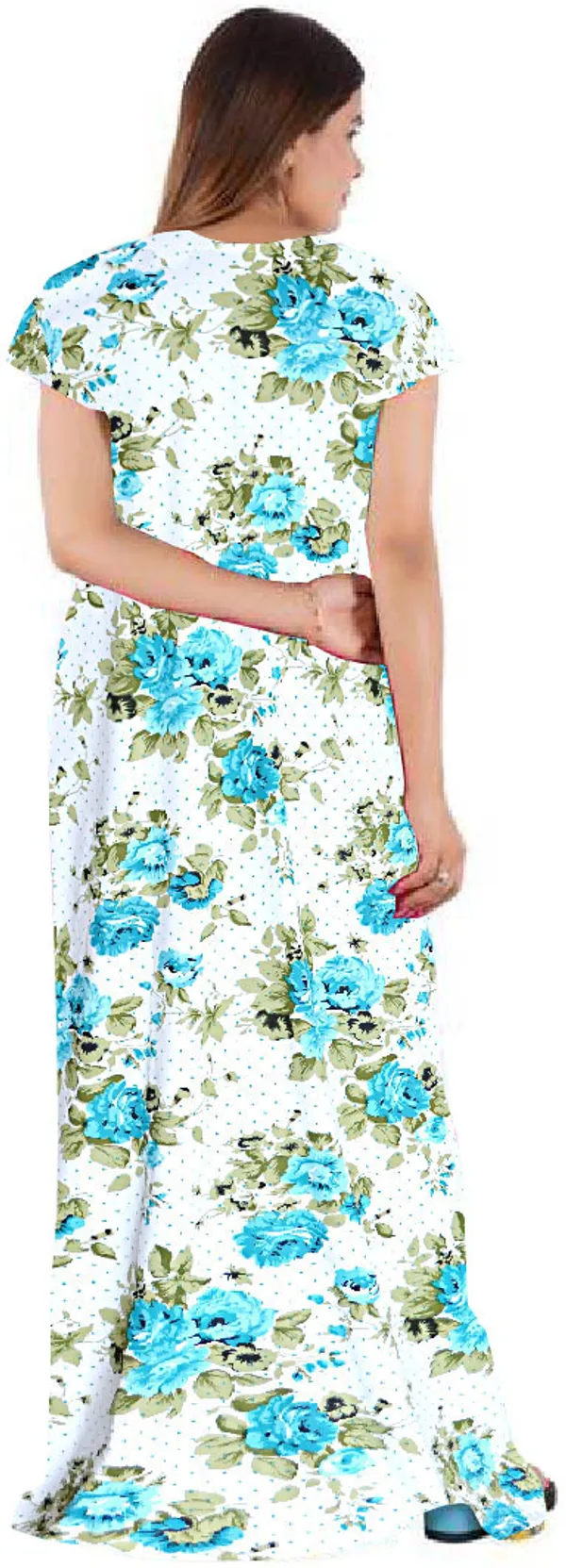 Green_Satin_Printed_Long_Nighty_For_Women