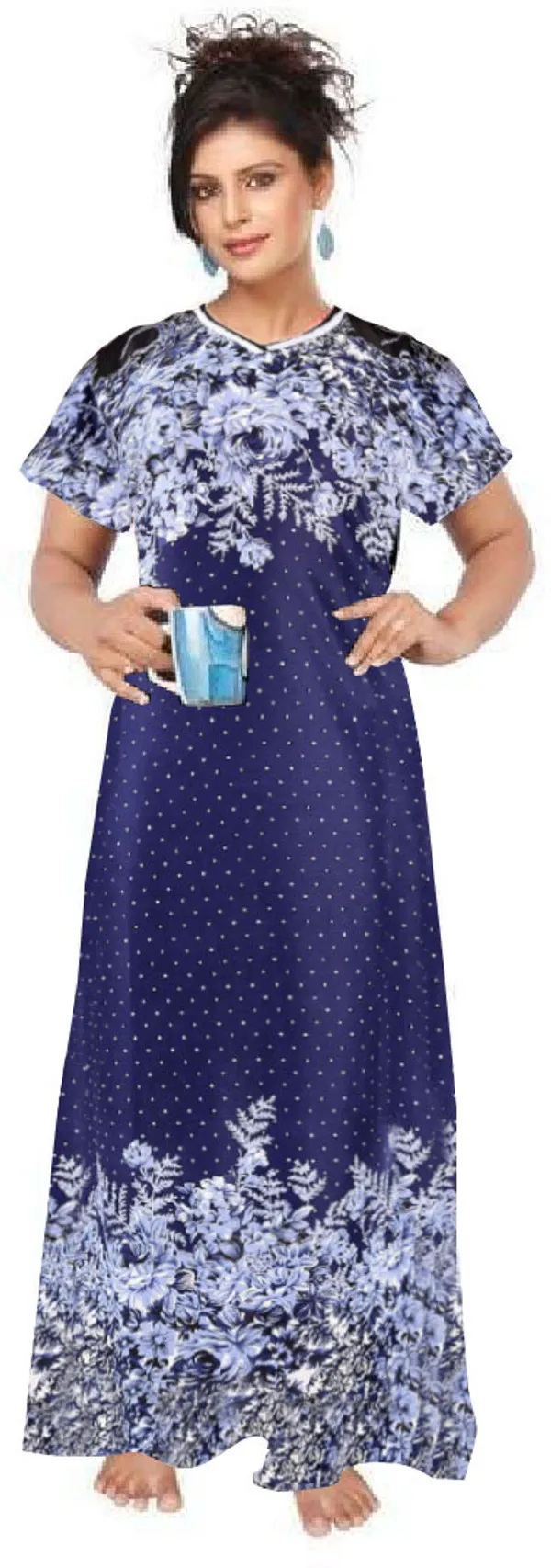 Blue_Satin_Printed_Long_Nighty_For_Women