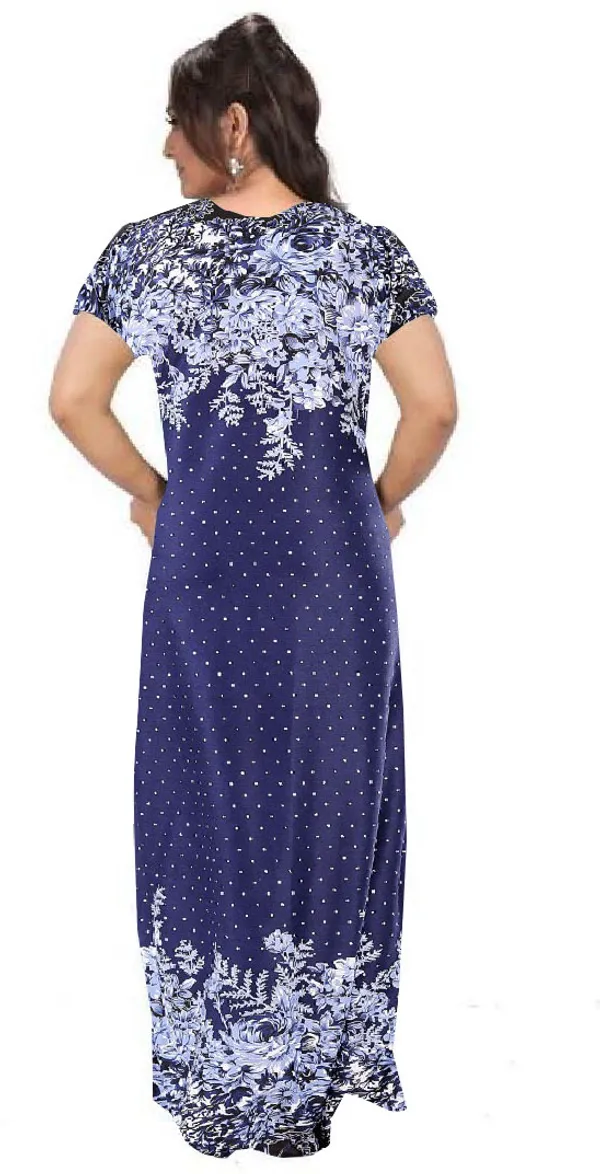 Blue_Satin_Printed_Long_Nighty_For_Women