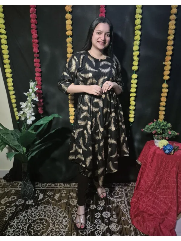 Black_Rayon_Blend_Printed_Full_Length_Gown_For_Women