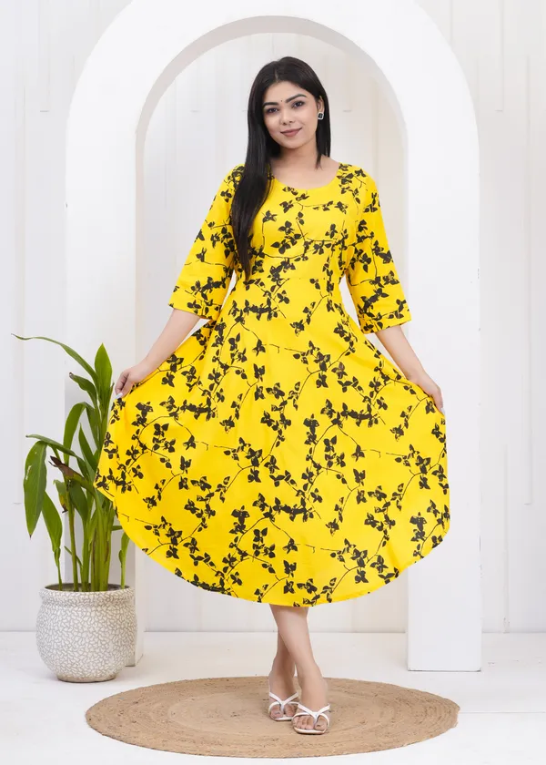 Yellow_Rayon_Blend_Printed_Full_Length_Gown_For_Women