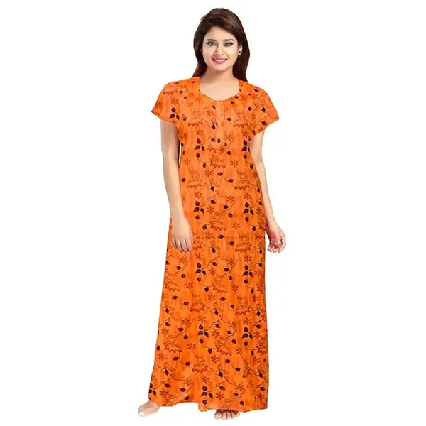Cotton_Printed_Long_Nighty_For_Women_|_Orange