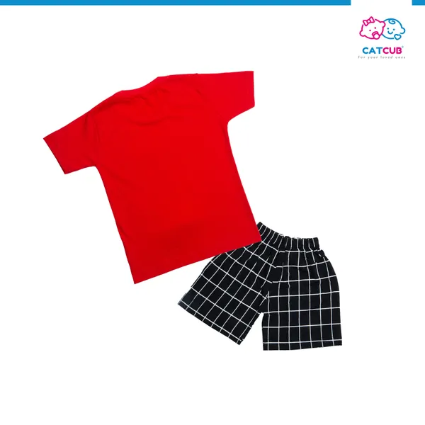 Red_Cotton_Teddy_Printed_TShirt_&_Shorts_Set_For_Boys