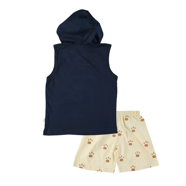 Navy_Cotton_Sleeveless_Hooded_TShirt_&_Shorts_Set_For_Boys