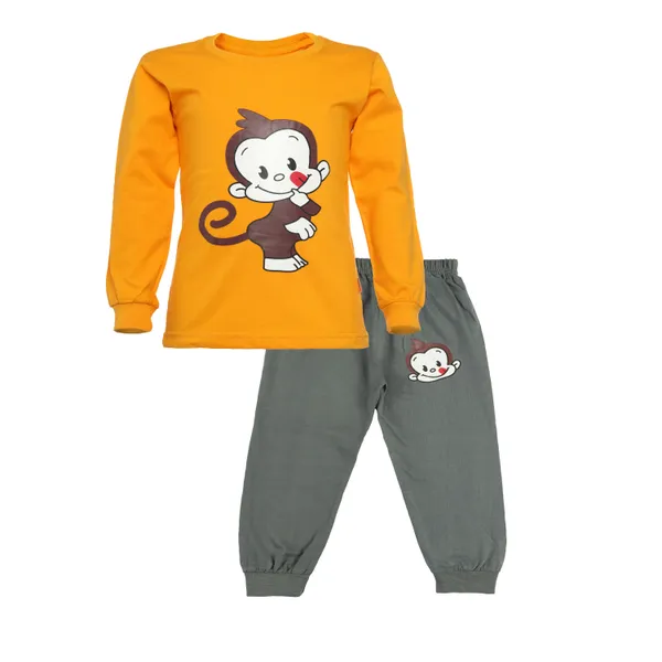 Yellow_Cotton_Printed_TShirt_&_Pant_Set_For_Boys