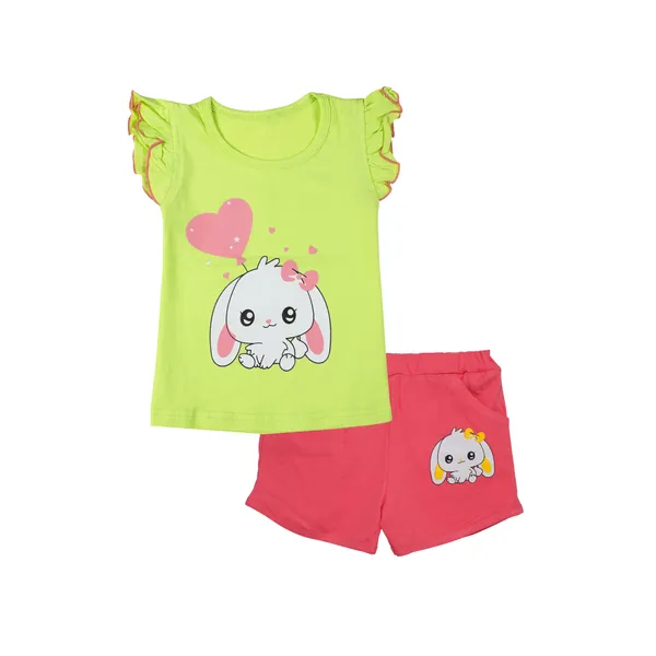 Green_Fine_Cotton_Fancy_Top_&_Shorts/Hot_Pant_Set_For_Girls