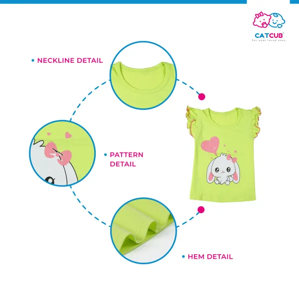 Green_Fine_Cotton_Fancy_Top_&_Shorts/Hot_Pant_Set_For_Girls
