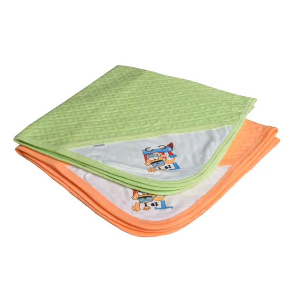 Pack_Of_2_Green_&_Orange_Ultra_Soft_Cotton_Baby_Hooded_Towel_(28_X_28_Inch)