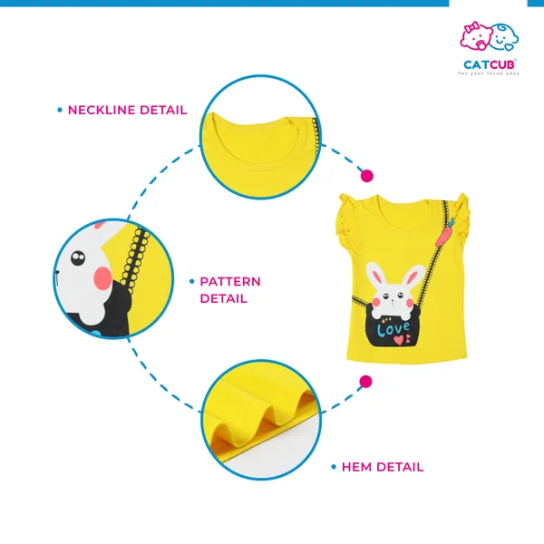 Yellow_Fine_Cotton_Fancy_Top_&_Shorts/Hot_Pant_Set_For_Girls