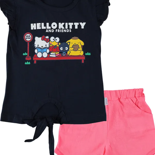 Navy_Blue_Fine_Cotton_Top_&_Shorts/Hot_Pant_Set_For_Girls