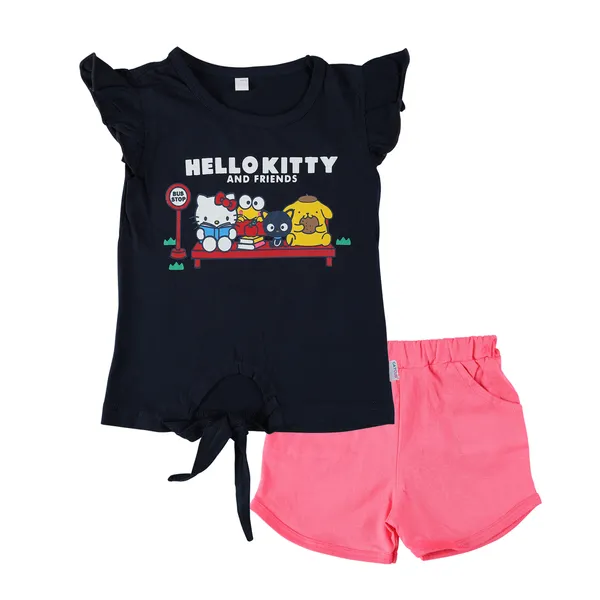 Navy_Blue_Fine_Cotton_Top_&_Shorts/Hot_Pant_Set_For_Girls