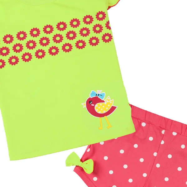 Green_Fine_Cotton_Fancy_Top_&_Shorts/Hot_Pant_Set_For_Girls