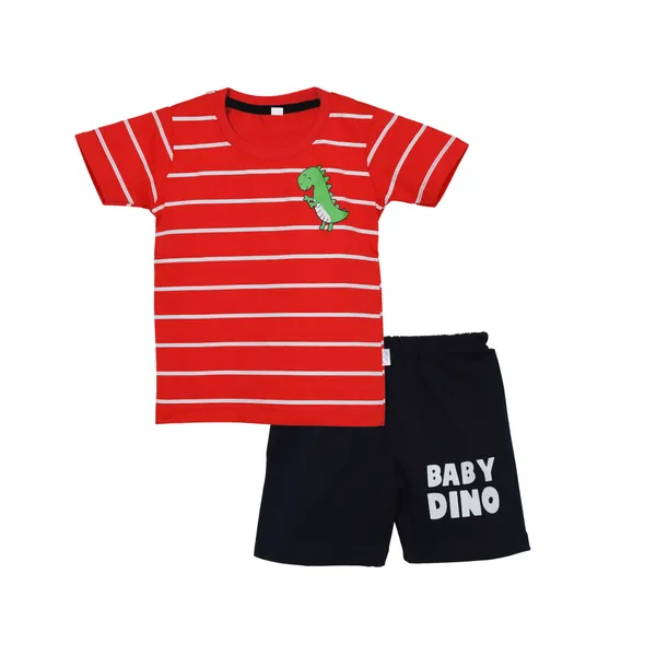 Red_Cotton_Half_Sleeve_TShirt_&_Shorts_Set_For_Boys
