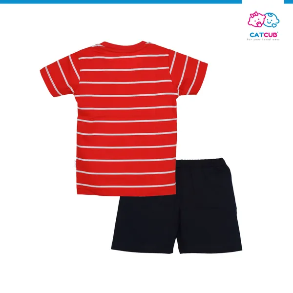 Red_Cotton_Half_Sleeve_TShirt_&_Shorts_Set_For_Boys