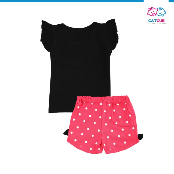 Black_Fine_Cotton_Fancy_Top_&_Shorts/Hot_Pant_Set_For_Girls