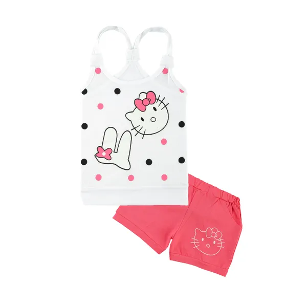 White_Fine_Cotton_Sleeveless_Top_&_Shorts/Hot_Pant_Set_For_Girls