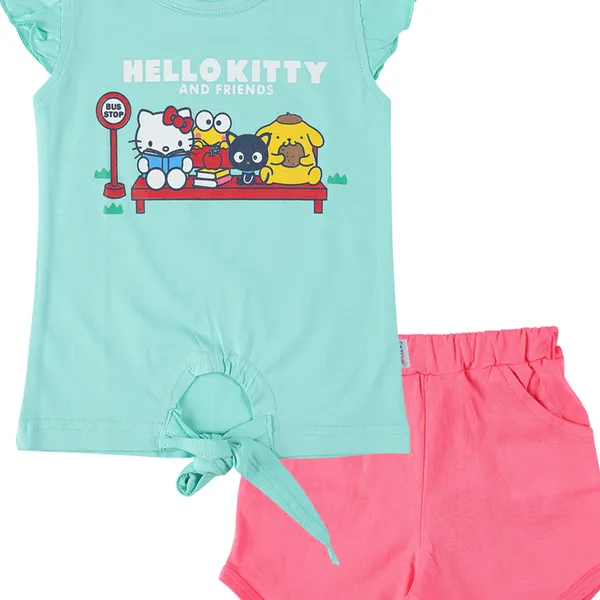 Green_Fine_Cotton_Top_&_Shorts/Hot_Pant_Set_For_Girls