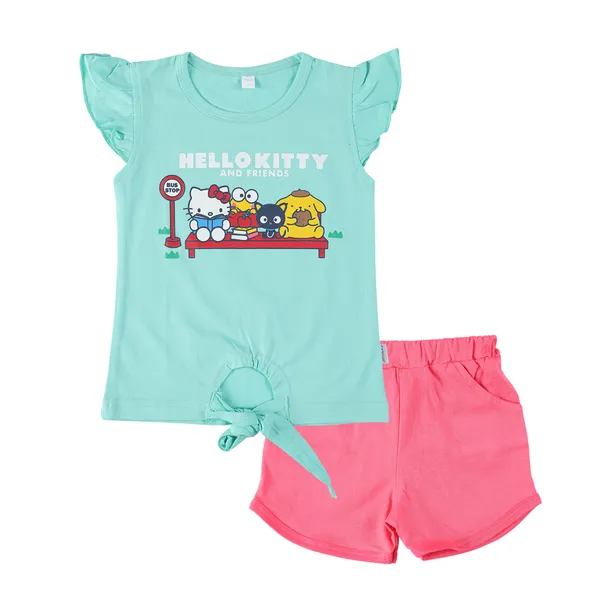 Green_Fine_Cotton_Top_&_Shorts/Hot_Pant_Set_For_Girls