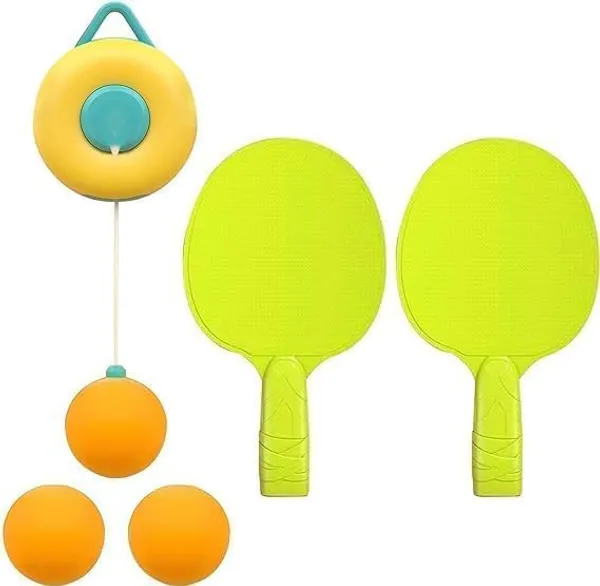 Multicolor_Plastic_Children_Indoor_Hanging_Table_Tennis_Trainer_Set_(2_Racket_&_3_Practice_Ball_With_Adjustable_Height)_For_Kids
