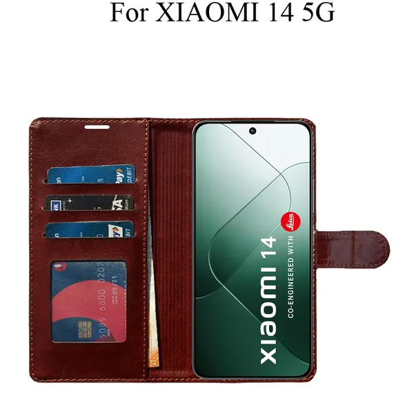 Brown_Premium_Flip_Cover_For_Xiaomi_14_5G