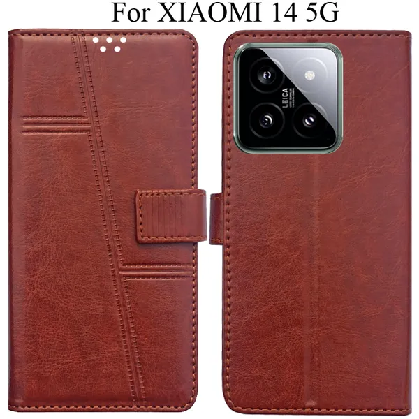 Brown_Premium_Flip_Cover_For_Xiaomi_14_5G