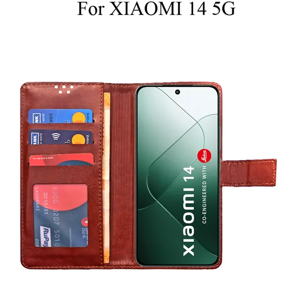 Brown_Premium_Flip_Cover_For_Xiaomi_14_5G