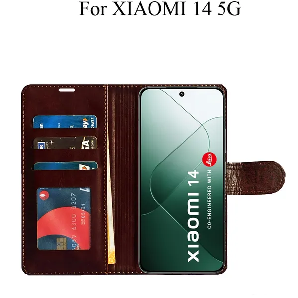 Brown_Premium_Flip_Cover_For_Xiaomi_14_5G