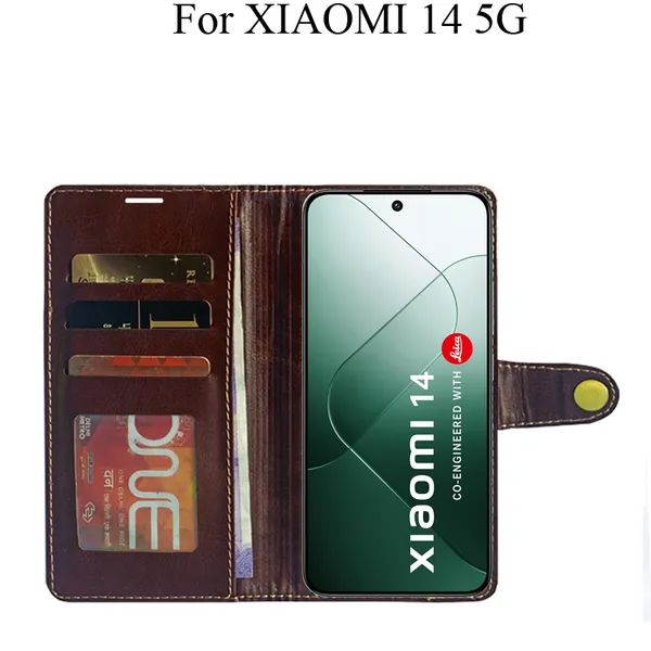 Beige_Premium_Flip_Cover_For_Xiaomi_14_5G