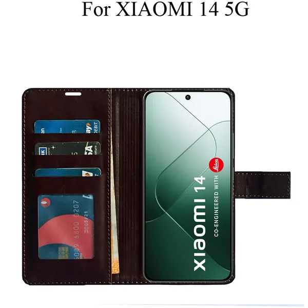 Brown_Premium_Flip_Cover_For_Xiaomi_14_5G