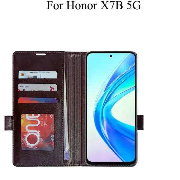 Brown_Premium_Flip_Cover_For_Honor_X7B_5G
