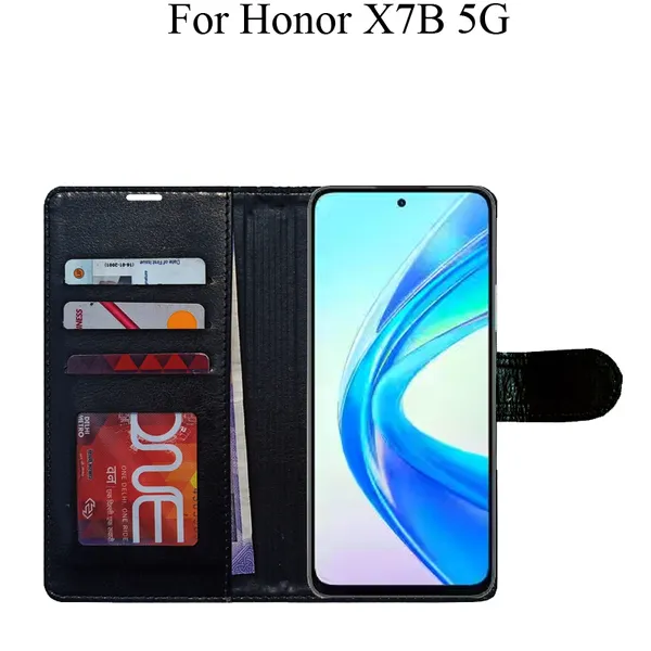 Black_Premium_Flip_Cover_For_Honor_X7B_5G