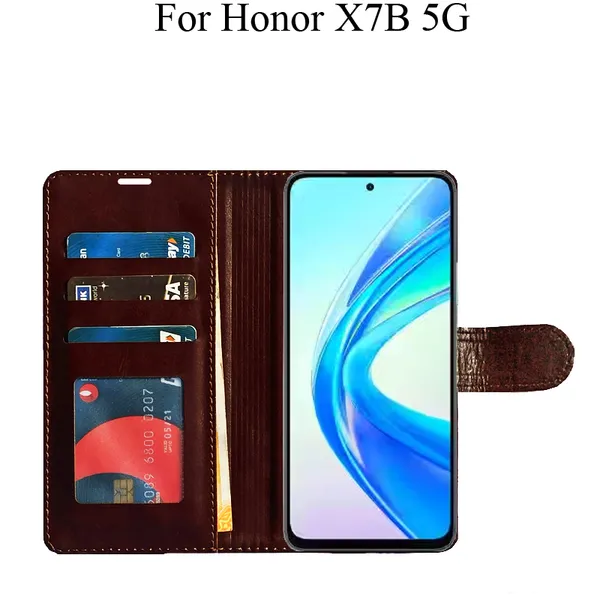 Brown_Premium_Flip_Cover_For_Honor_X7B_5G