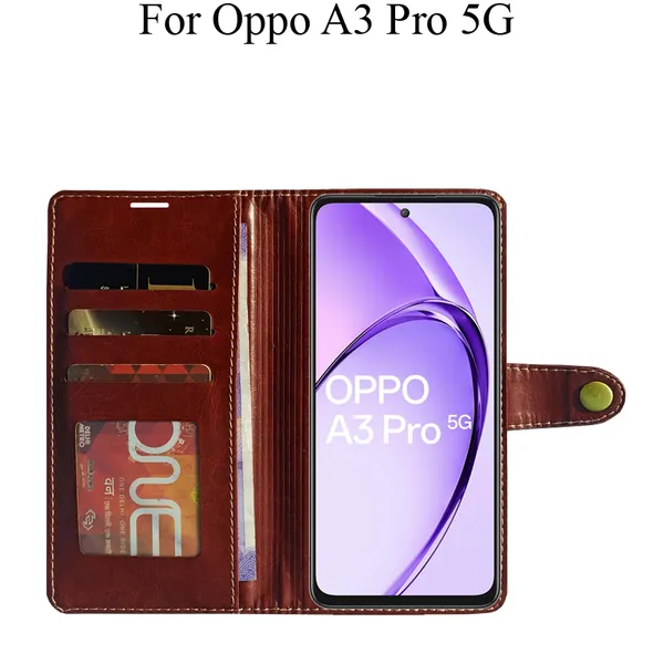 Brown_Premium_Flip_Cover_For_Oppo_A3_Pro_5G