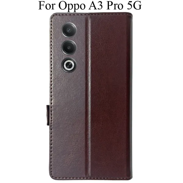 Brown_Premium_Flip_Cover_For_Oppo_A3_Pro_5G