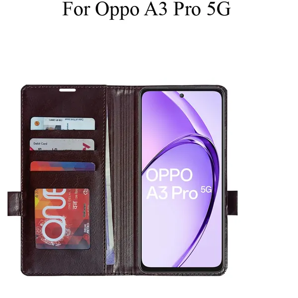 Brown_Premium_Flip_Cover_For_Oppo_A3_Pro_5G