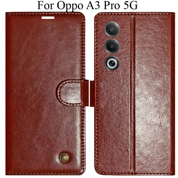 Brown_Premium_Flip_Cover_For_Oppo_A3_Pro_5G