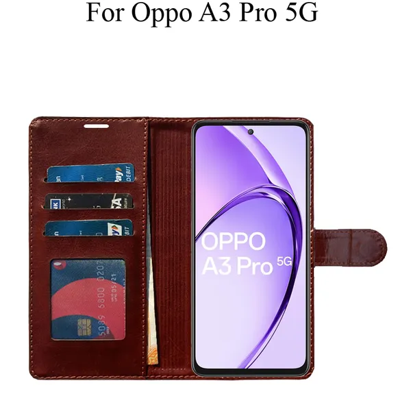 Brown_Premium_Flip_Cover_For_Oppo_A3_Pro_5G