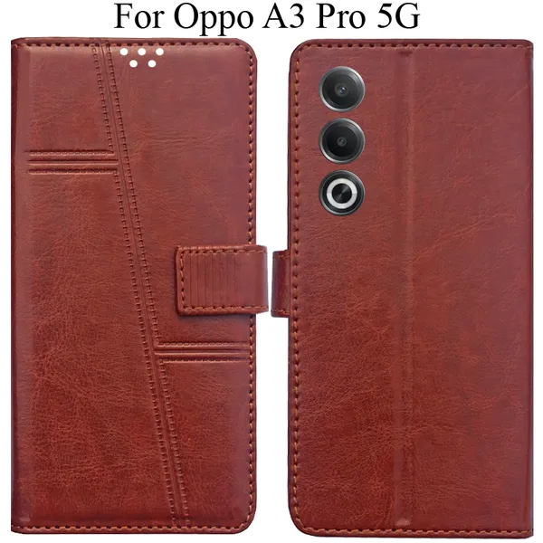Brown_Premium_Flip_Cover_For_Oppo_A3_Pro_5G